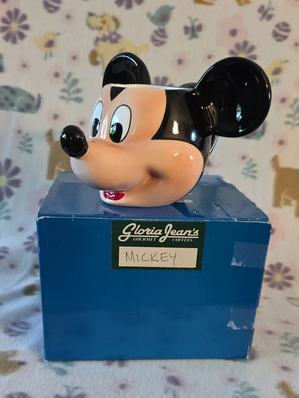 Mickey Mouse Ceramic Mug - Black and Peach In Box